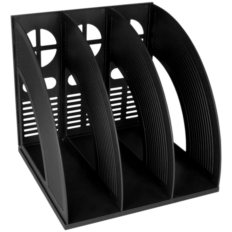 SAYEEC Magazine Holder Sturdy Binder Holder Desk File Sorter Plastic File Folder Organizer Stand Book Shelf Dividers Vertical Storage Rack Desktop Bookshelf Display Box for Office School Home (Black) - Image 1